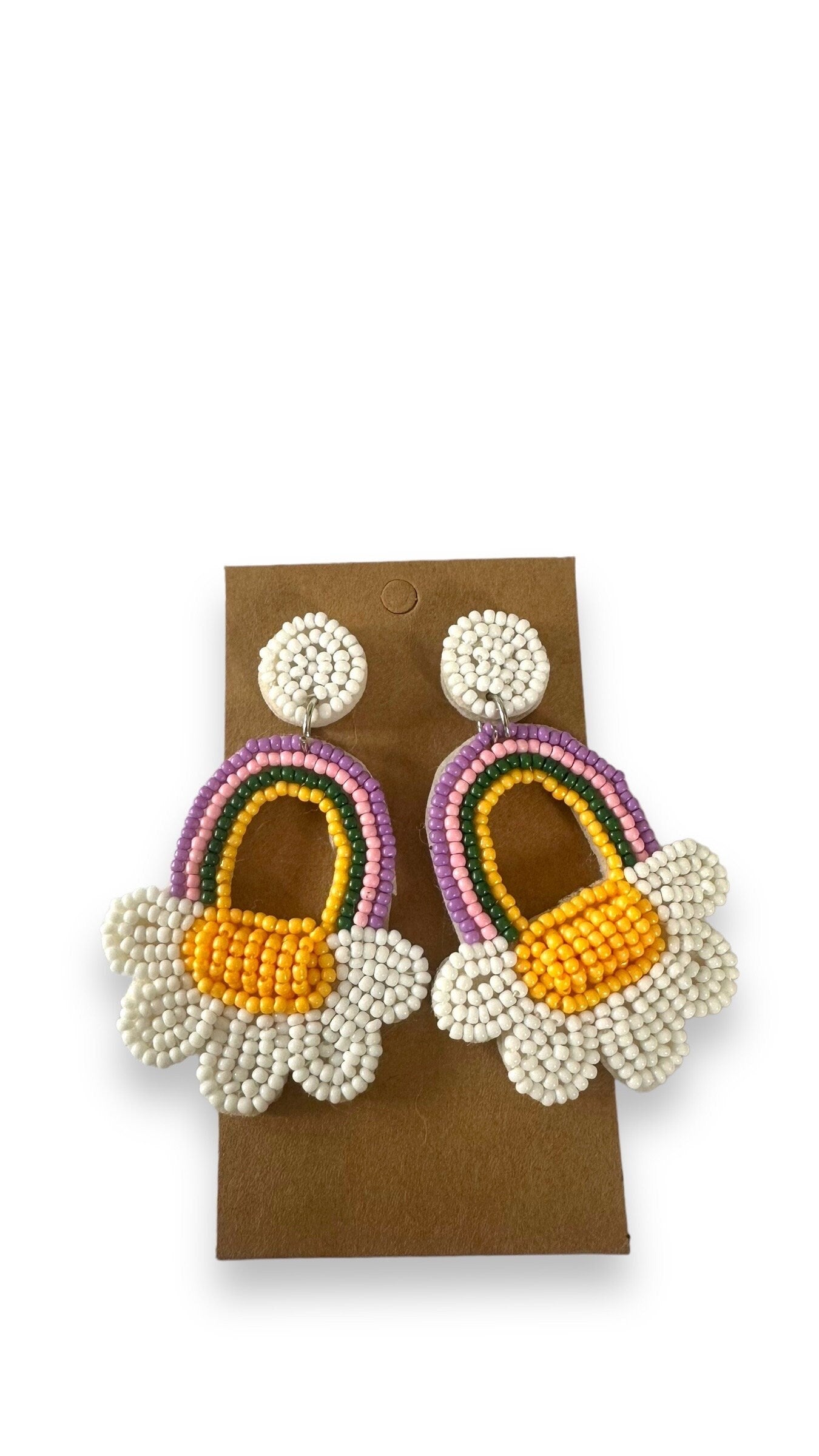 Daisies In The Rainbow Floral Beaded Earrings