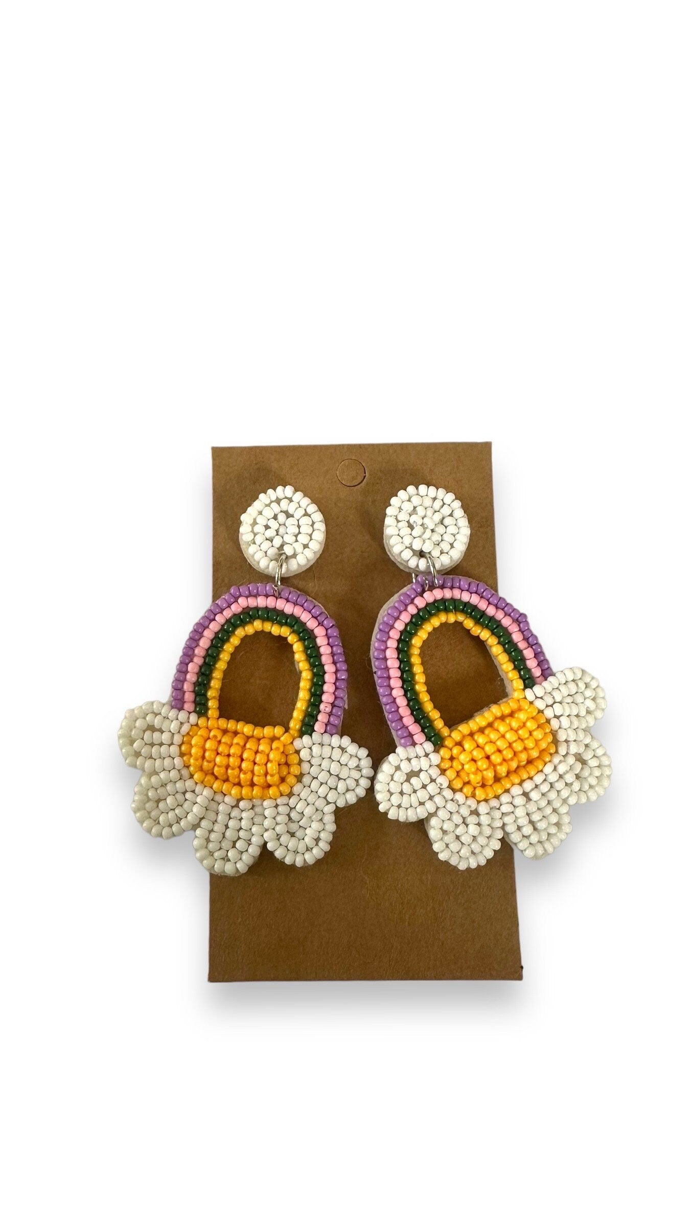 Daisies In The Rainbow Floral Beaded Earrings