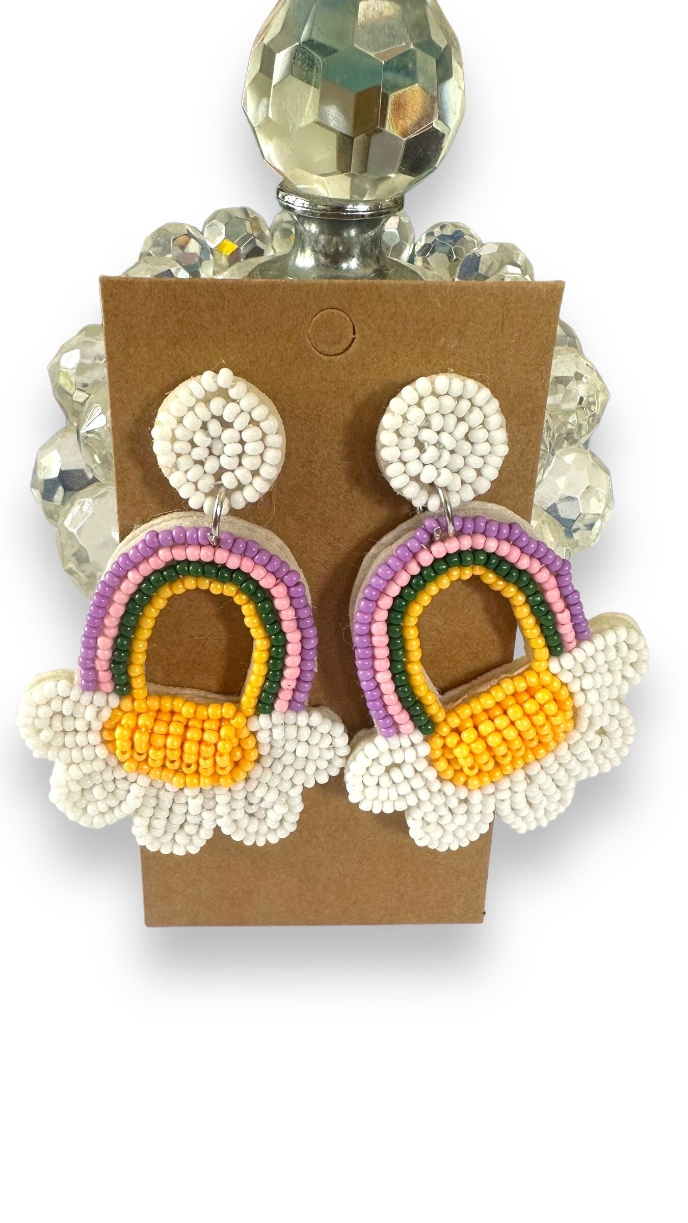 Daisies In The Rainbow  Floral Beaded Earrings