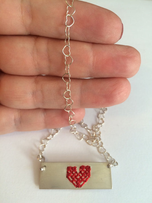 Cross Stitch Pendant Necklace