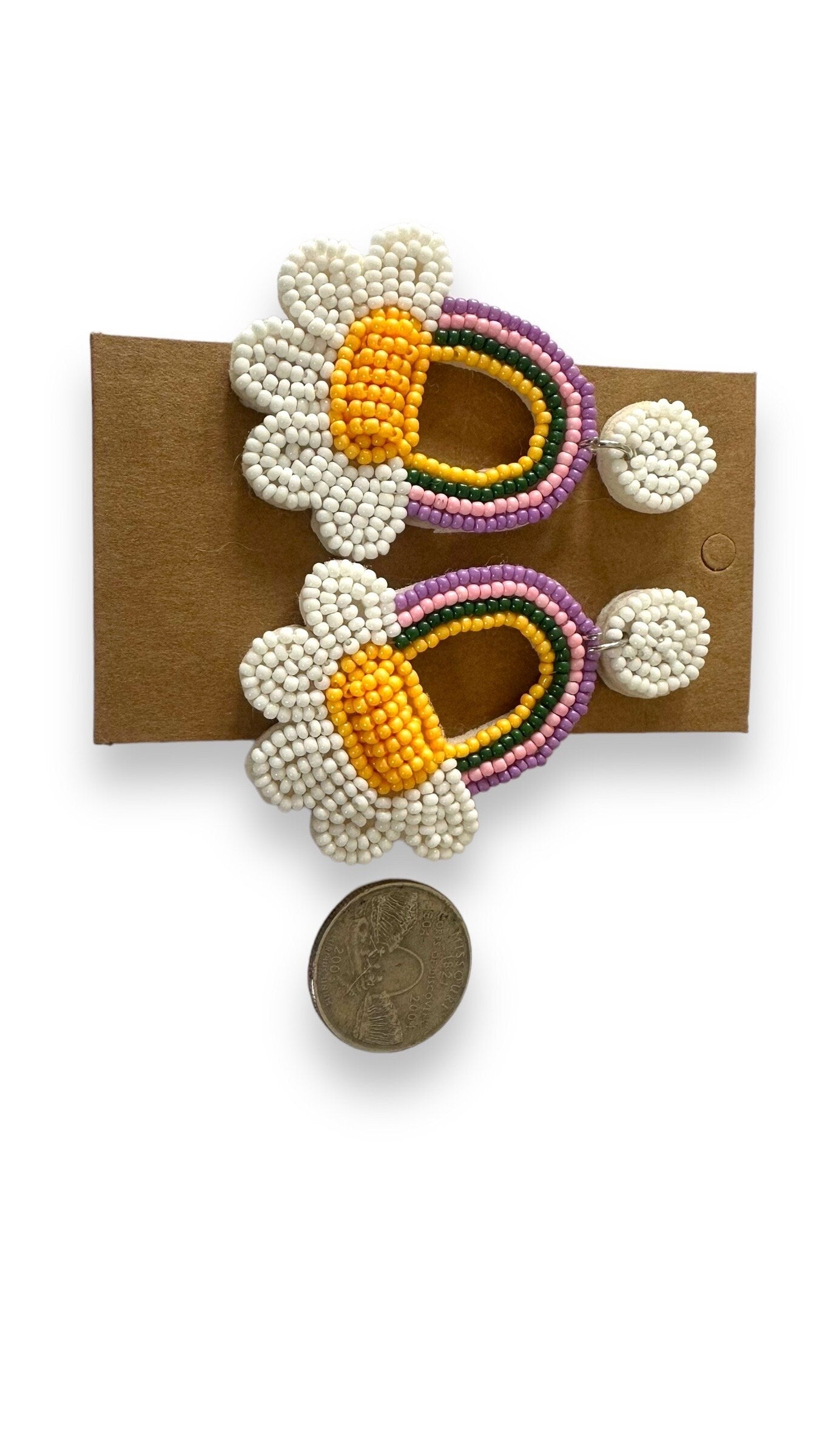 Daisies In The Rainbow  Floral Beaded Earrings